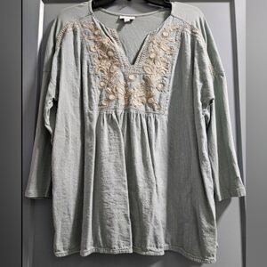 J Jill large embroidered top